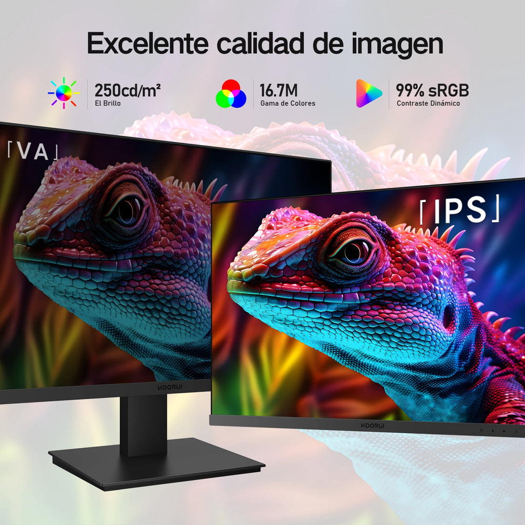 KOORUI 27 inch Computer Monitor,IPS FHD (1920 x 1080) 75Hz 99% sRGB PC Desktop Gaming Monitors for Computer ,HDMI/VGA Port, Visioncare