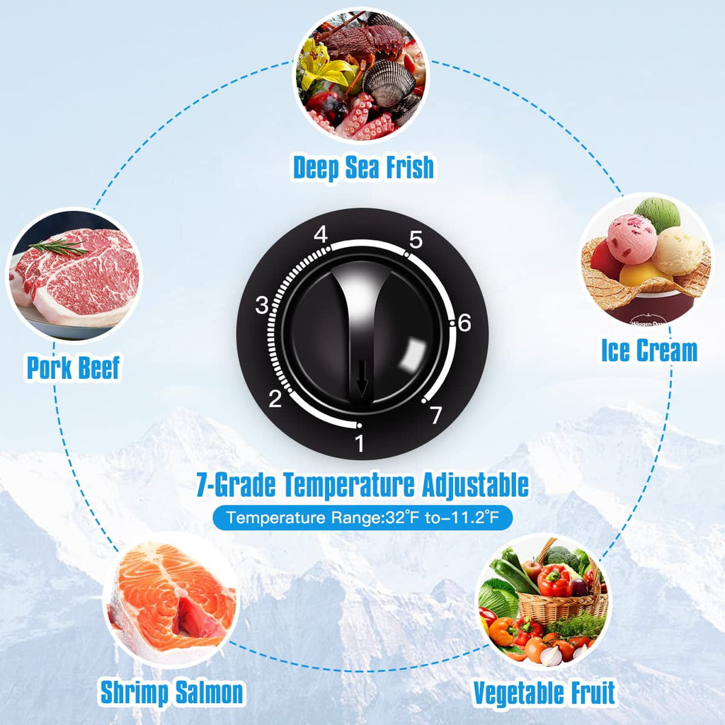 WANAI Chest Freezer 3.5 Cu ft,Small Chest Freezer,Upright Single Door Refrigerator,Black