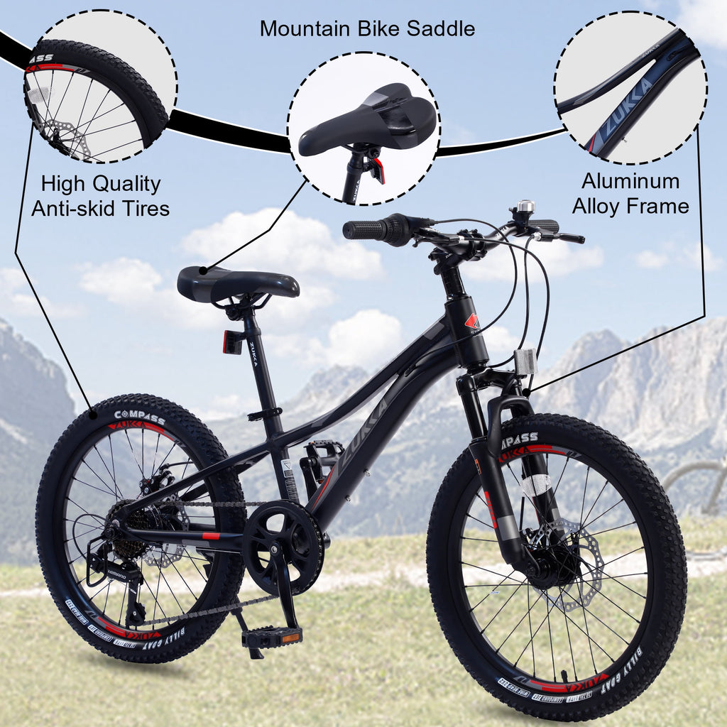 Meghna 20” Mountain Bike 7 Speed Green MTB Bicycle for Kids Boy 5-9 Years