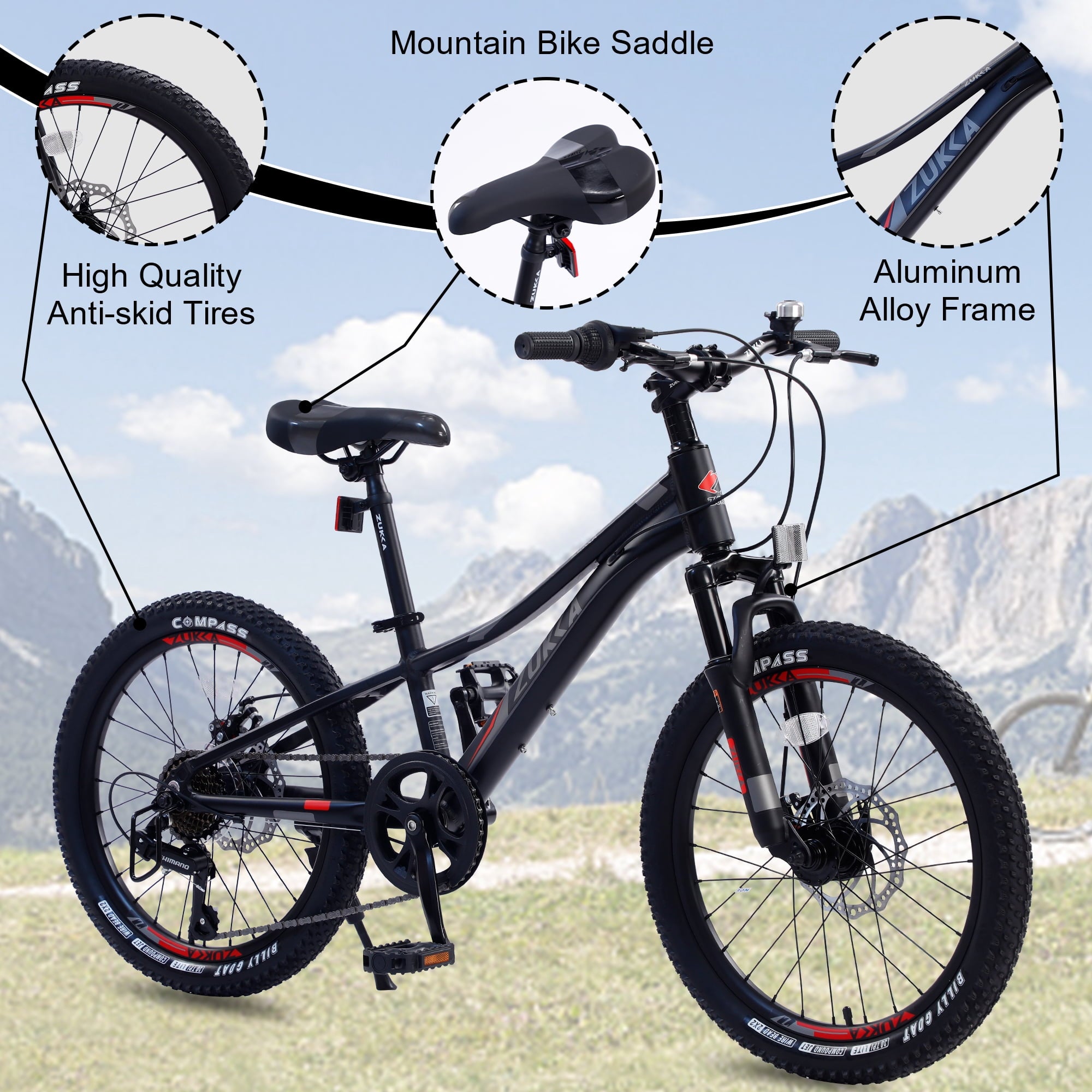 Meghna 20” Mountain Bike 7 Speed Green MTB Bicycle for Kids Boy 5-9 Years