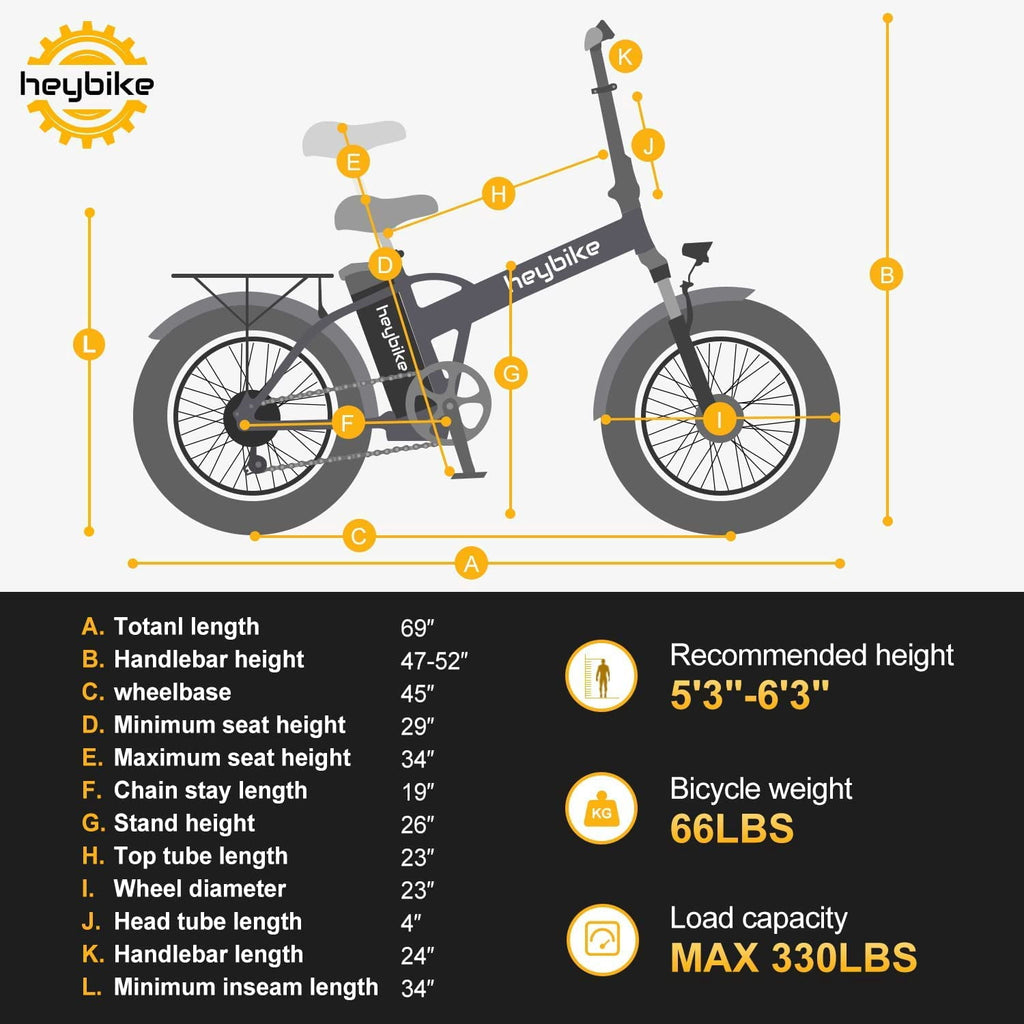 Heybike Mars Electric Bike for Adults, Foldable 20" x 4.0 Fat Tire Electric Bicycle with 500W Motor, 48V 12.5AH Removable Battery, Shimano 7 Speed Commuting Hybrid Ebike