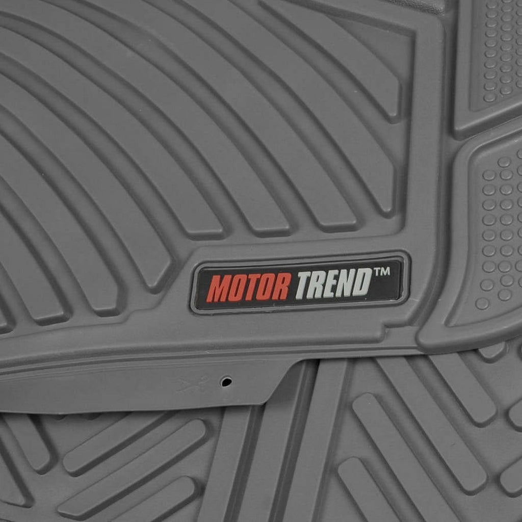 Motor Trend 100 Percent Odorless Car Floor Mats with Standard Trunk Cargo Mat, 4 Pieces Rubber Protection, Black Beige Gray