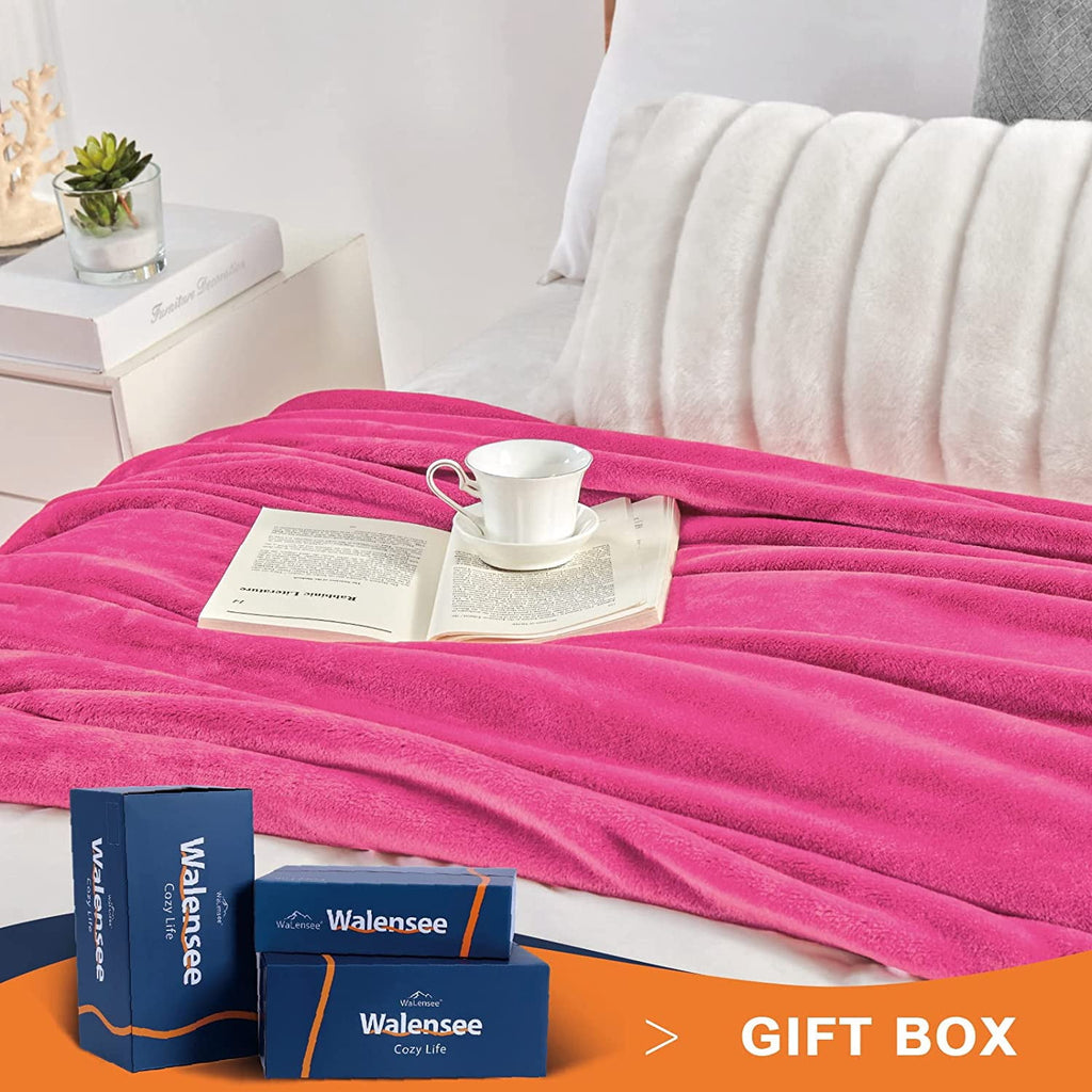 Walensee Ultra Soft Microplush Fleece Throw Blanket, 50" x 60", Orange, Machine Washable