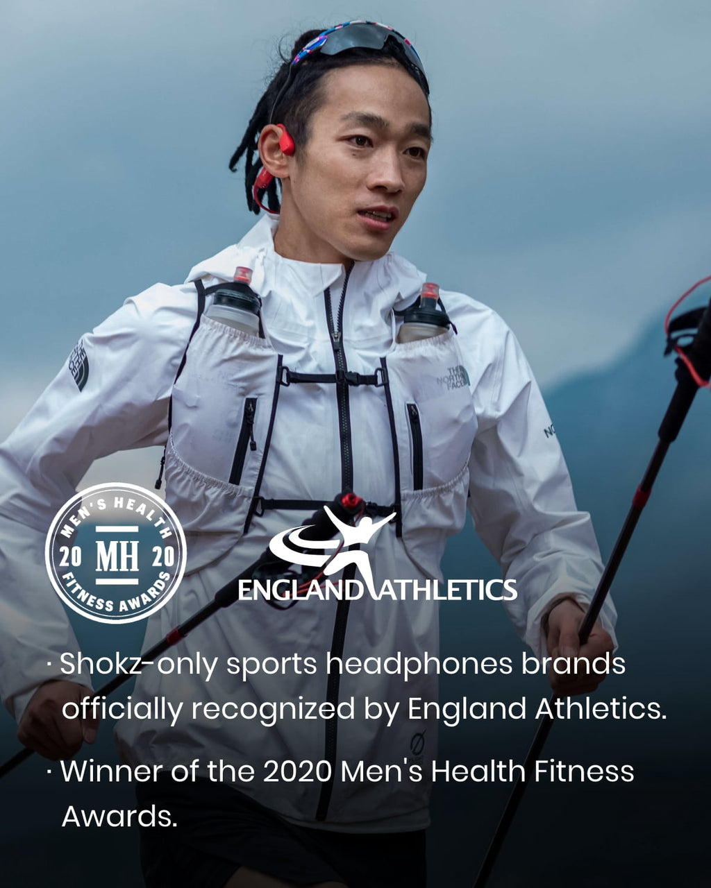 Shokz OpenRun Bone Conduction Waterproof Bluetooth Headphones for Sports with Cooling Wristband (Formerly Aeropex), Blue