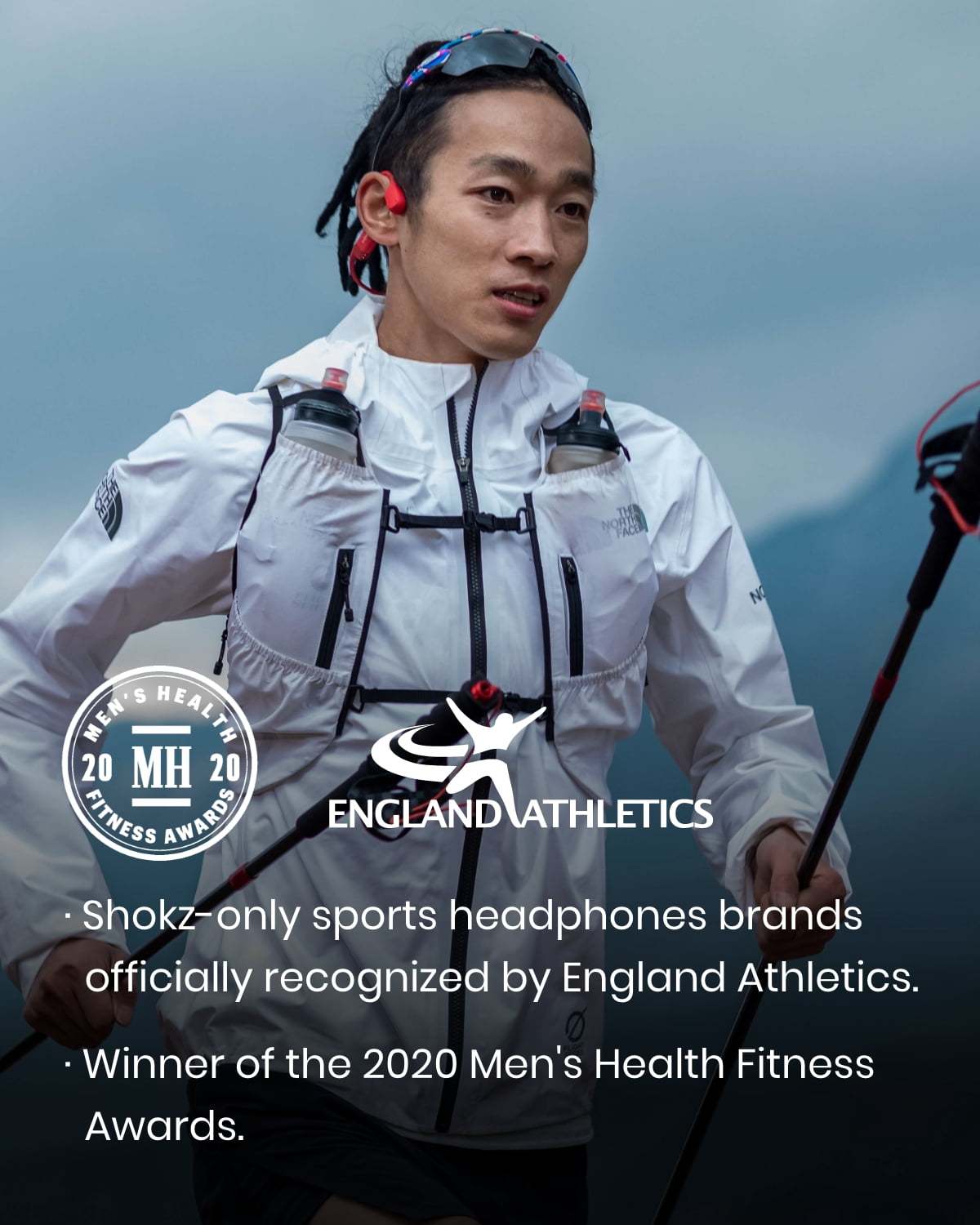 Shokz OpenRun Bone Conduction Waterproof Bluetooth Headphones for Sports with Cooling Wristband (Formerly Aeropex), Blue
