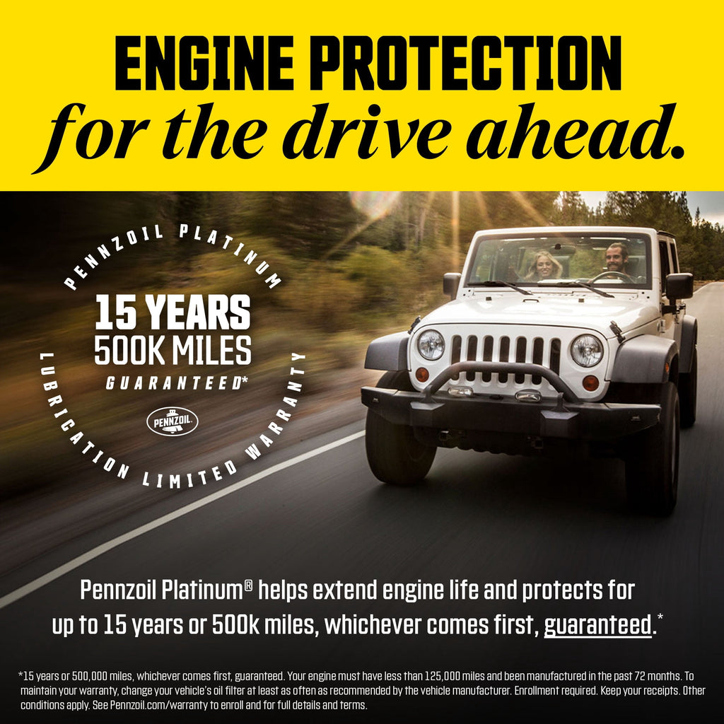 Pennzoil Platinum High Mileage Full Synthetic 5W-30 Motor Oil, 5 Quart