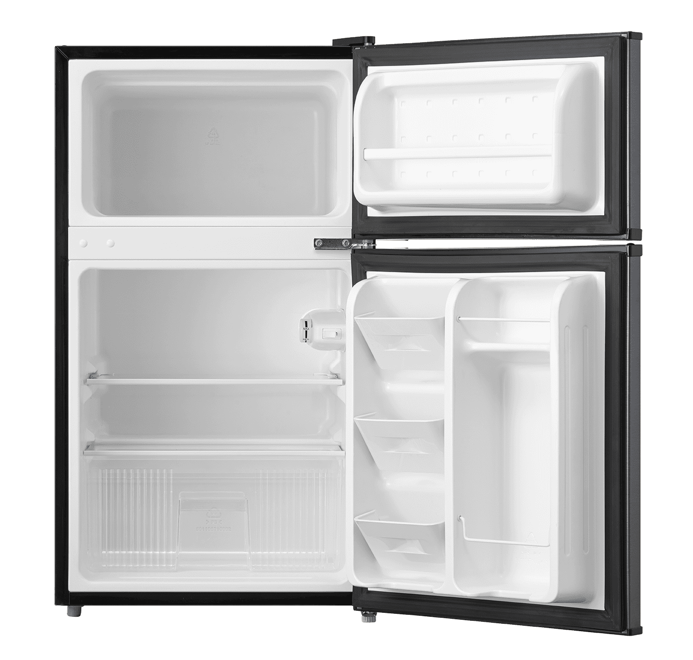 Arctic King 3.2 Cu ft Two Door Mini Fridge with Freezer, Stainless Steel, E-Star, ARM32D5ASL