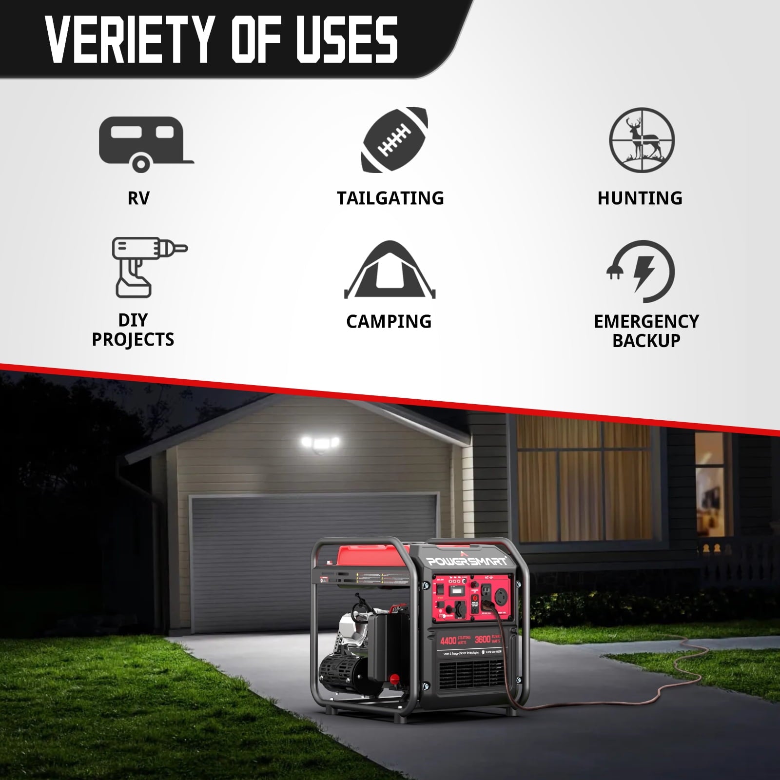 PowerSmart 4400-Watt Gasoline Generator for Outdoor and Home Use,EPA Compliant