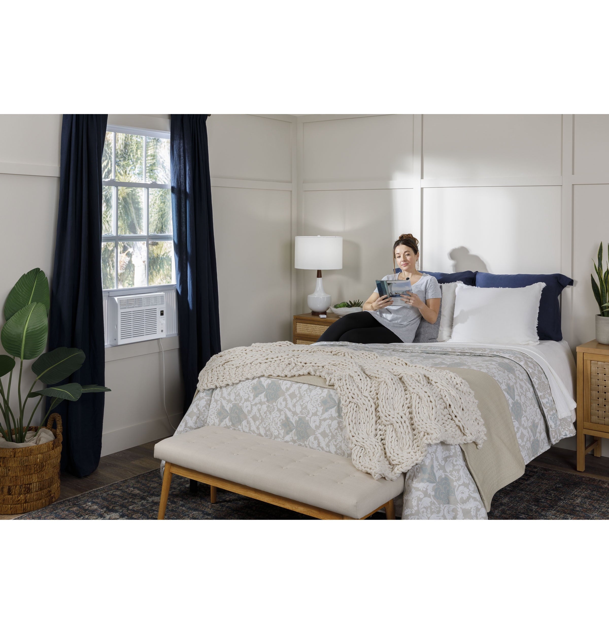 GE Appliances 5,000 BTU 115-Volt Electronic Window Air Conditioner with Remote and Eco Mode, Black, AHB05LZ
