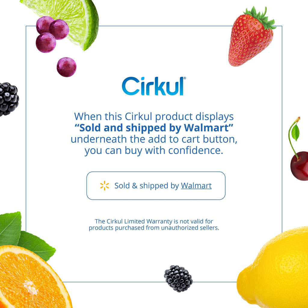 Cirkul 22oz Plastic Water Bottle Starter Kit with Blue Lid and 2 Flavor Cartridges (Fruit Punch & Mixed Berry)