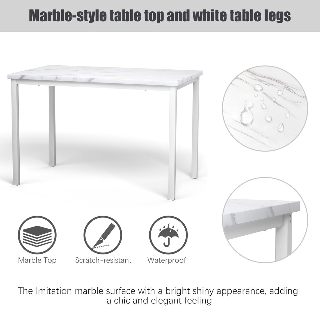 PAPROOS Dining Table Set for 4, Modern 5-Piece Kitchen Table Set with Faux Marble Top and Velvet Upholstery Chairs, Heavy Duty Dinette Sets for Breakfast Nook, Dining Room Table and Chairs, Gray