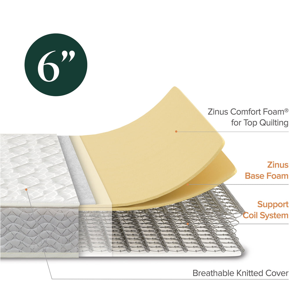 Slumber 1 By Zinus 6" Comfort Innerspring Mattress, Adult, Twin