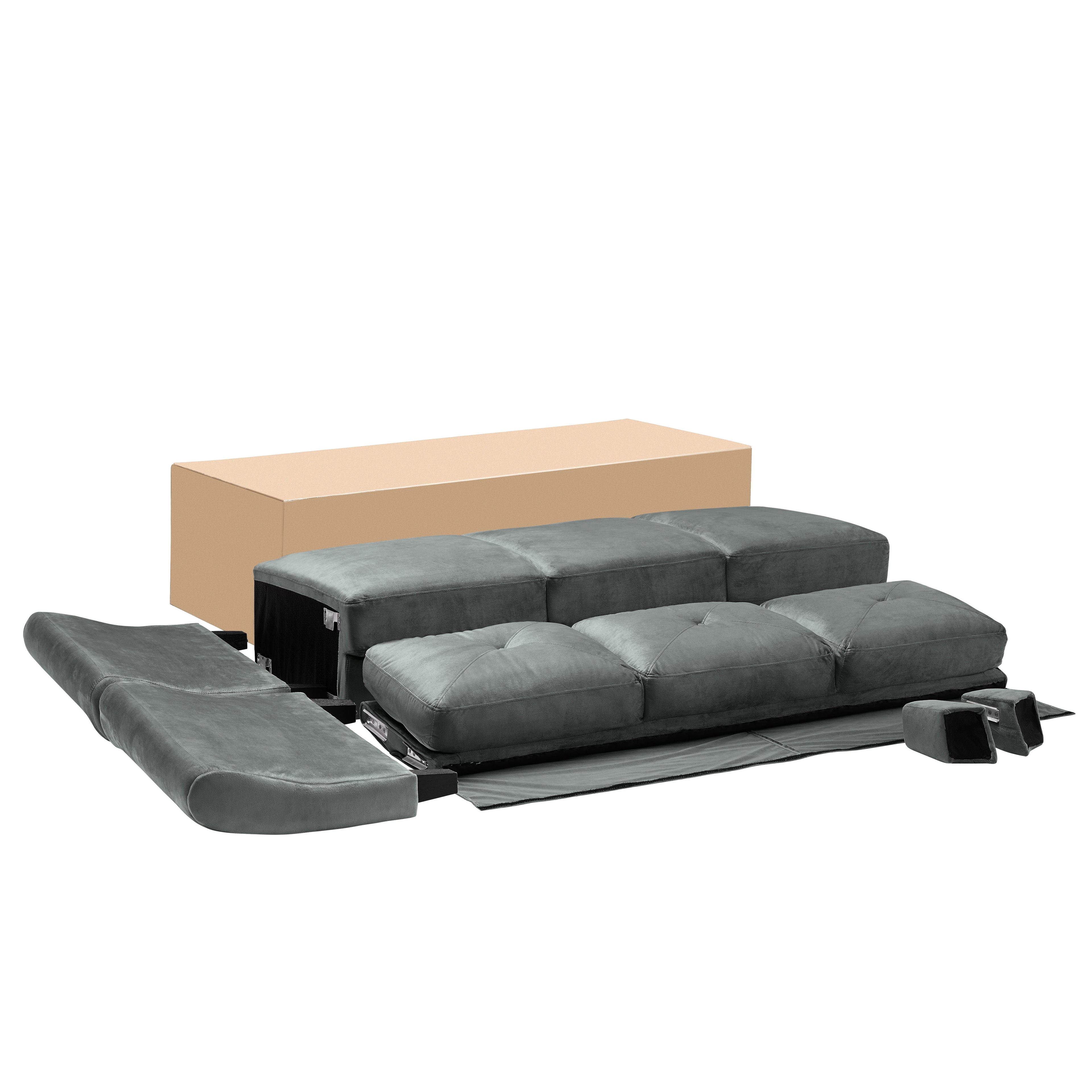 Lifestyle Solutions Taryn Curved Arms Sofa, Black Fabric