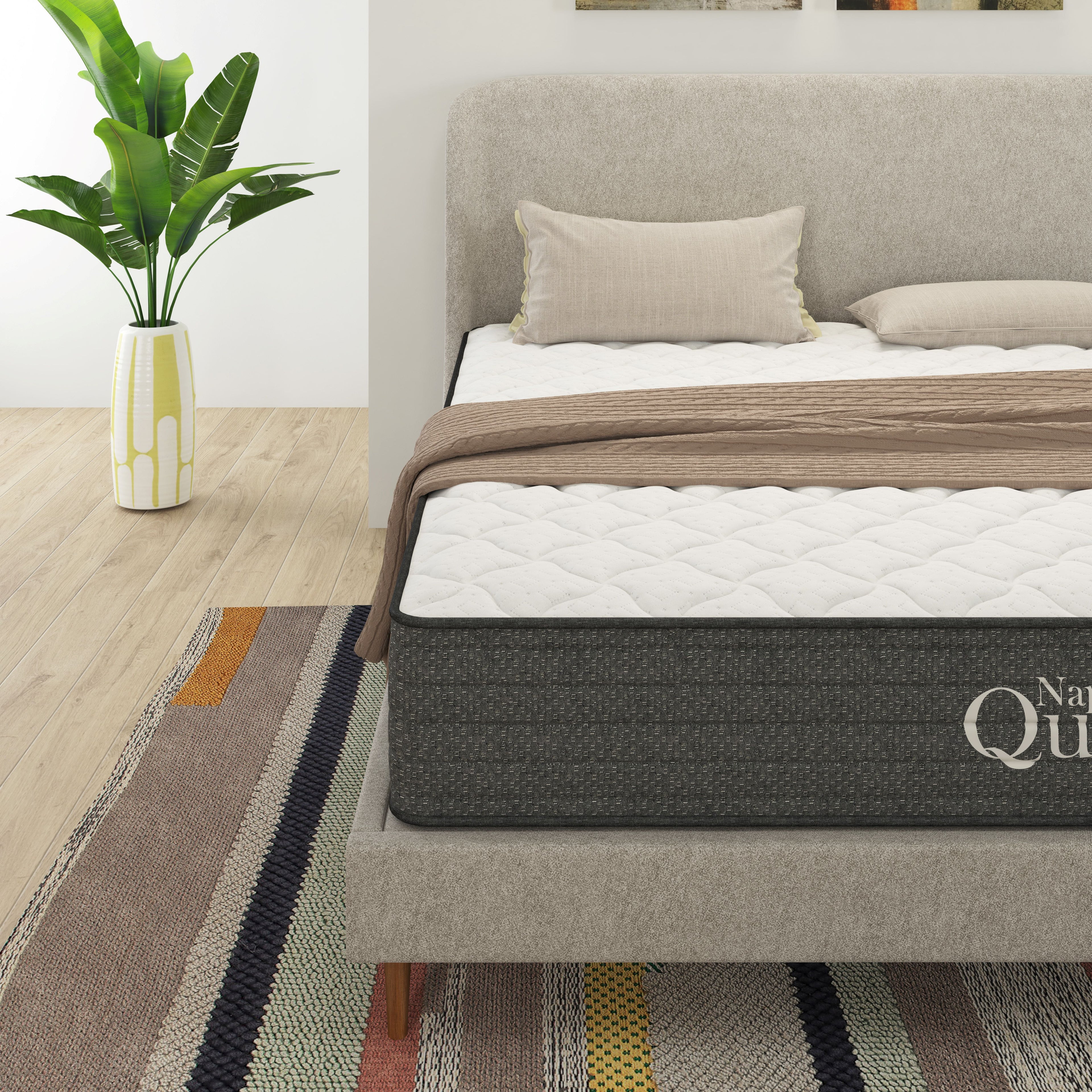 NapQueen Victoria 10" Medium Firm, Hybrid of Cooling Gel Infused Memory Foam and Pocket Spring Mattress, Queen Size