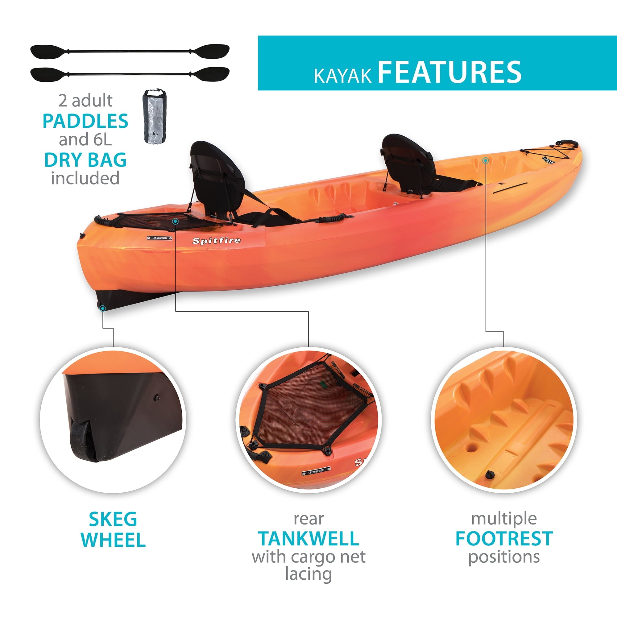 Lifetime Spitfire 12T Tandem Kayak, Lime Green - 90476