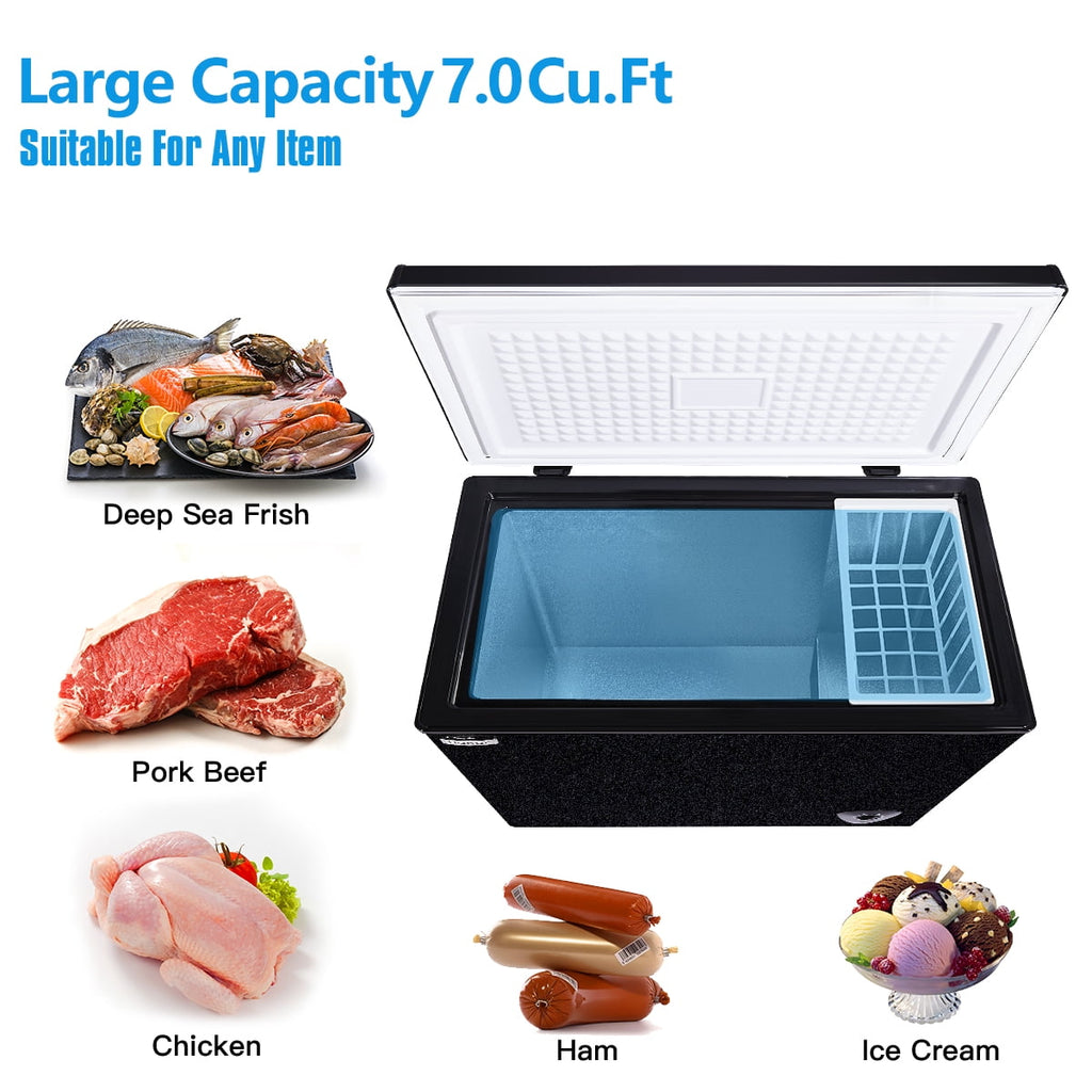 WANAI Chest Freezer 3.5 Cu ft,Small Chest Freezer,Upright Single Door Refrigerator,Black