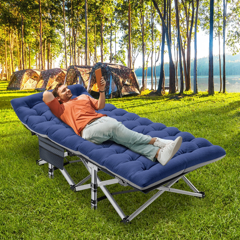 MOPHOTO 75" Portable Folding Bed for Adults, Rollaway Guest Bed Sleeping Cot with Mattress, Heavy Duty Outdoor Camping Cot with Carry Bag