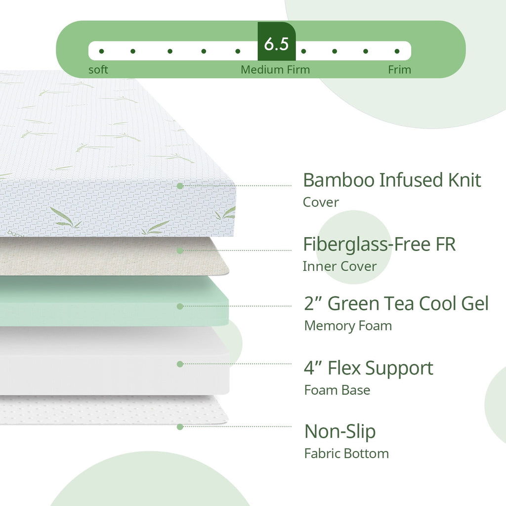 Twin Mattress, 6 inch Memory Foam Mattress Bed in a Box, with Green Tea Cooling Gel, Made in USA, Child