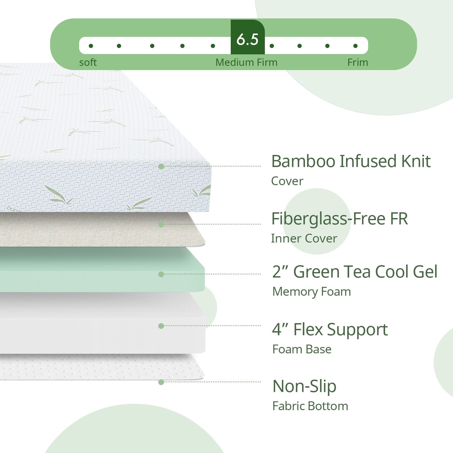 Twin Mattress, 6 inch Memory Foam Mattress Bed in a Box, with Green Tea Cooling Gel, Made in USA, Child