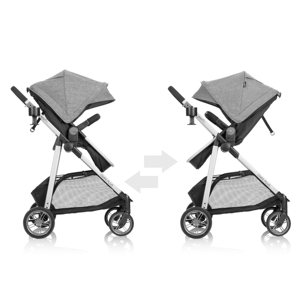 Evenflo Omni Plus Modular Travel System with LiteMax Sport Infant Car Seat, Mylar Gray, Unisex