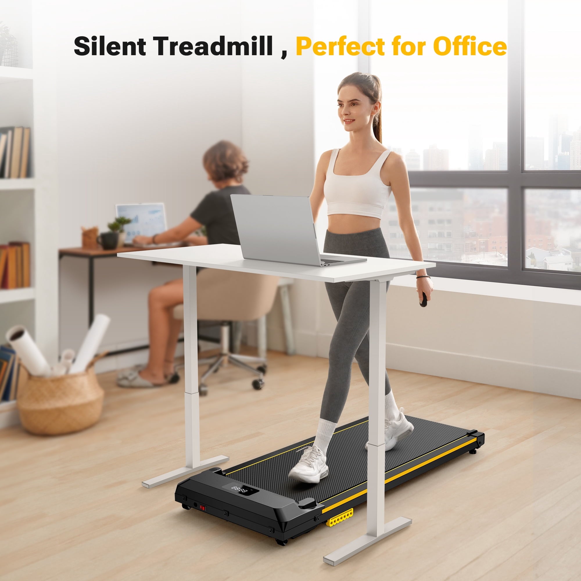 Walking Pad 2 in 1 Under Desk Treadmill with Remote Control Mini Portable Treadmill for Home Office
