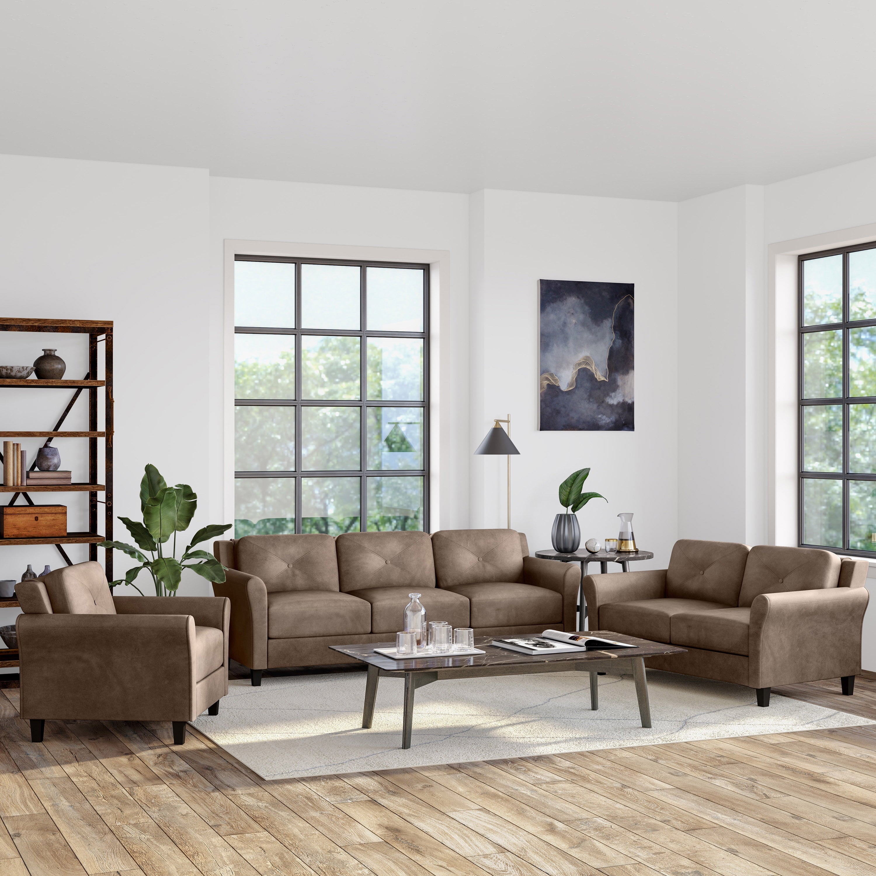 Lifestyle Solutions Taryn Curved Arms Sofa, Black Fabric