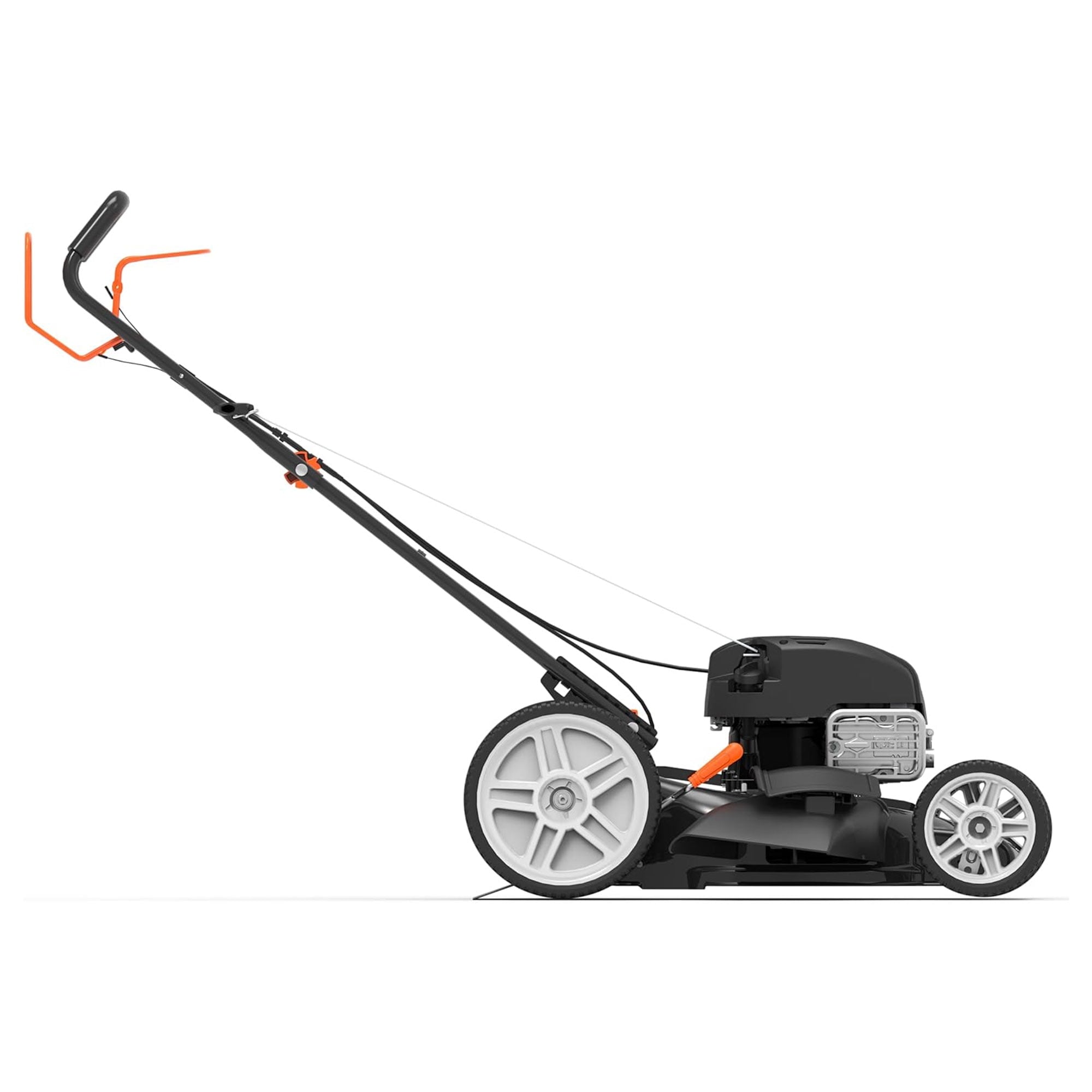 Yard Force Self Propelled Lawn Mower Briggs & Stratton 150cc Gas Engine 22-inch Steel Deck 3-in-1 mulch, bag, side discharge, 12-inch High Rear Wheels