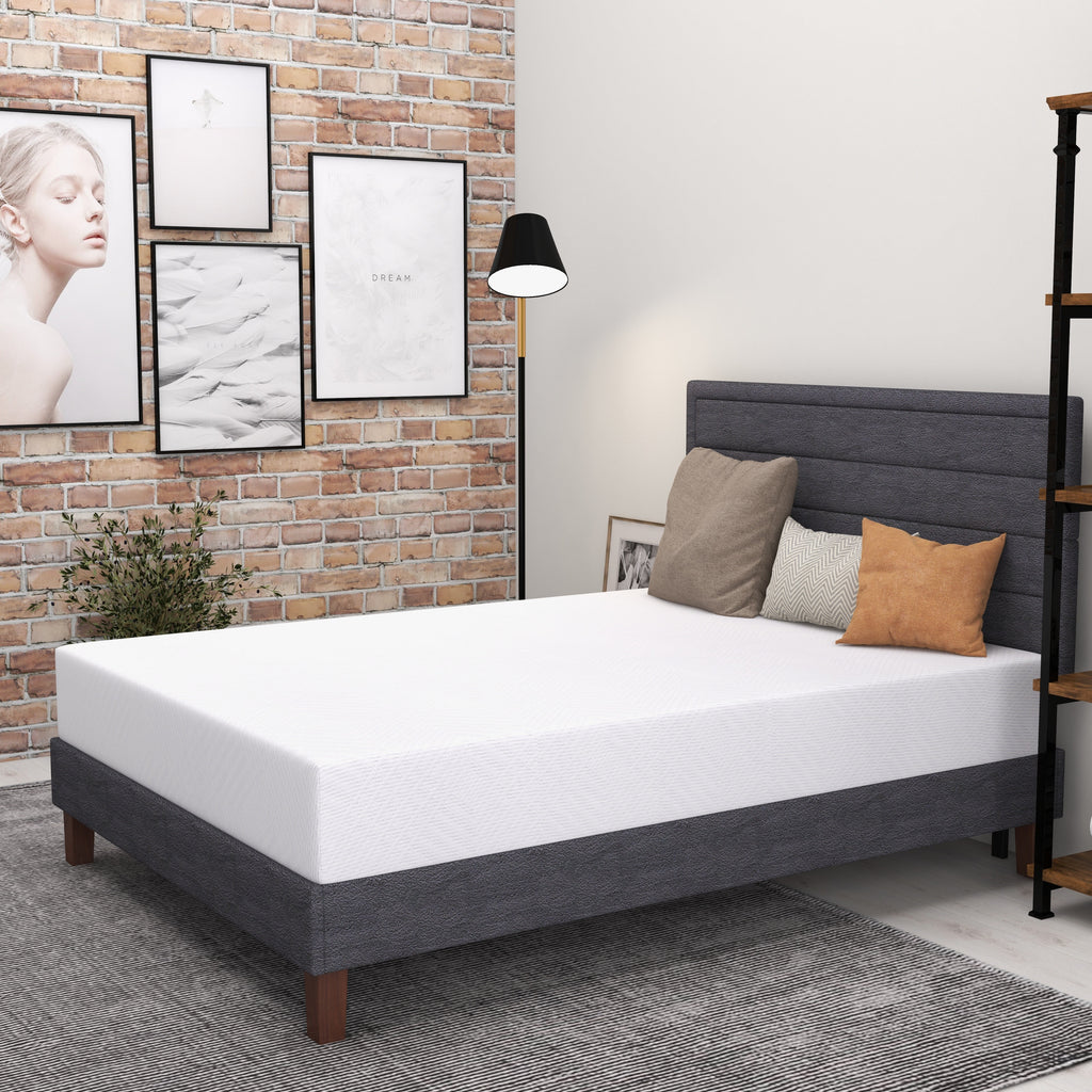 8 inch Twin Mattress, Green Tea Gel Memory Foam Mattress in a box, Medium Hardness Feeling, CertiPUR-US Certified/Made in USA, White