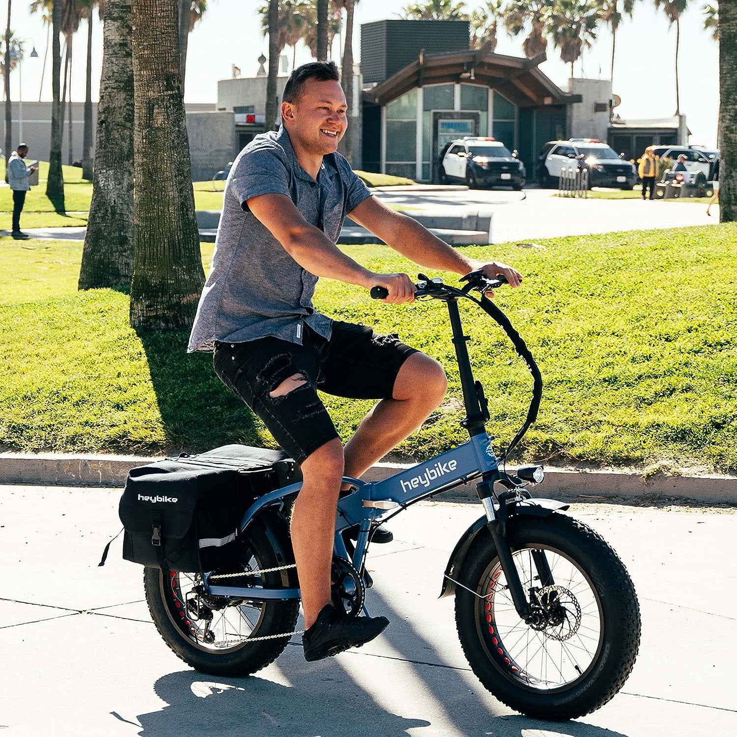 Heybike Mars Electric Bike for Adults, Foldable 20" x 4.0 Fat Tire Electric Bicycle with 500W Motor, 48V 12.5AH Removable Battery, Shimano 7 Speed Commuting Hybrid Ebike