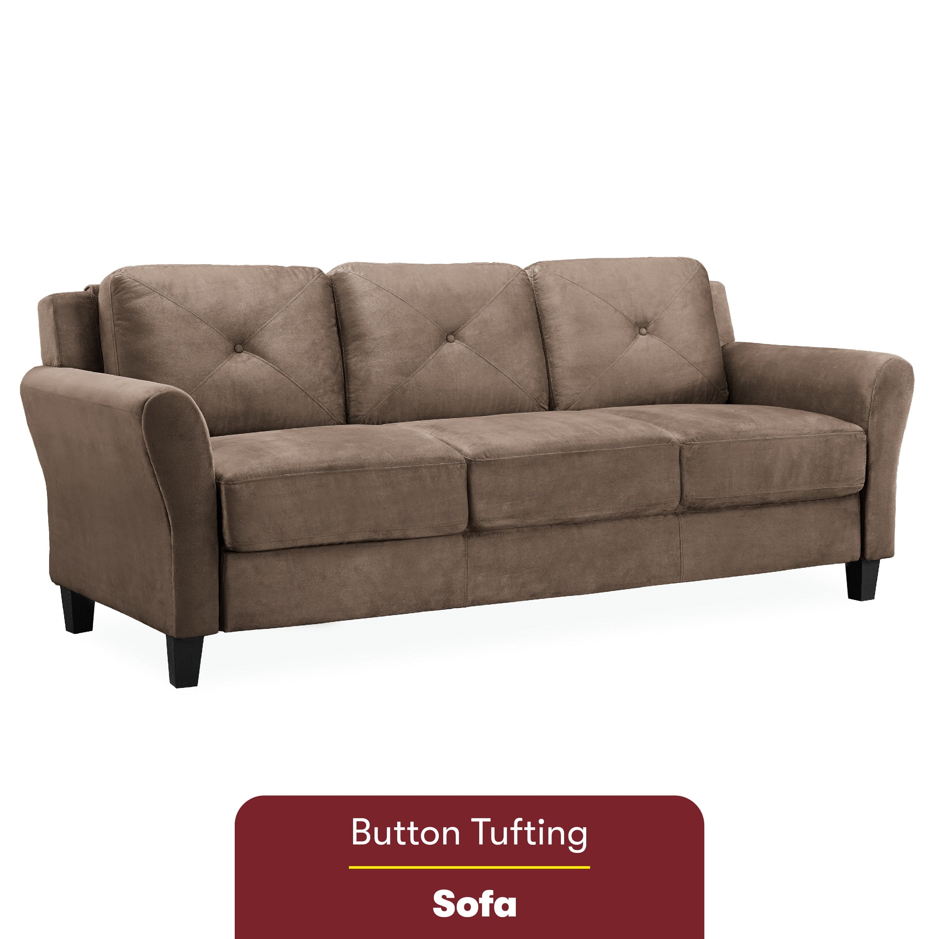 Lifestyle Solutions Taryn Curved Arms Sofa, Black Fabric
