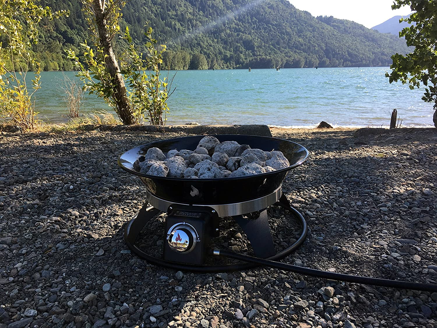Outland Living Portable Propane Fire Pit, 21-inch, 58,000 BTU with Cover & Carry Kit, Smokeless Gas Firebowl| Helios Burner 863 Cypress