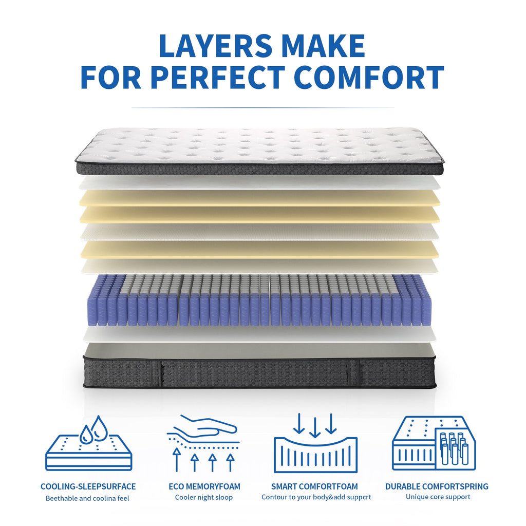 KOW Mattress 12 inch Full Size, Gel Memory Foam Hybrid Mattress in a Box, Cozy Sleep
