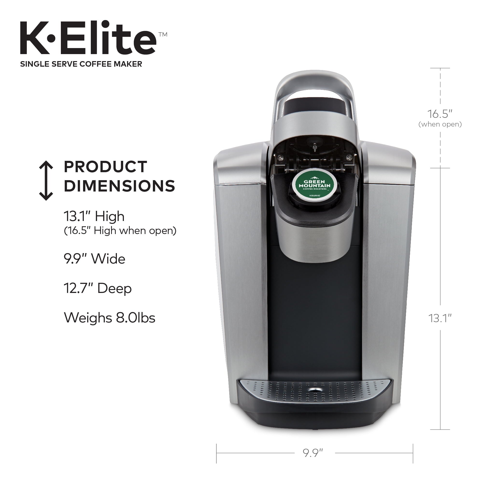 Keurig K-Elite Single-Serve K-Cup Pod Coffee Maker, Brushed Slate