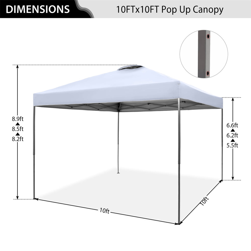 Summit Living 10x10ft Pop-up Canopy Tent Straight Legs Instant Canopy for Outside with Wheeled Bag - Blue