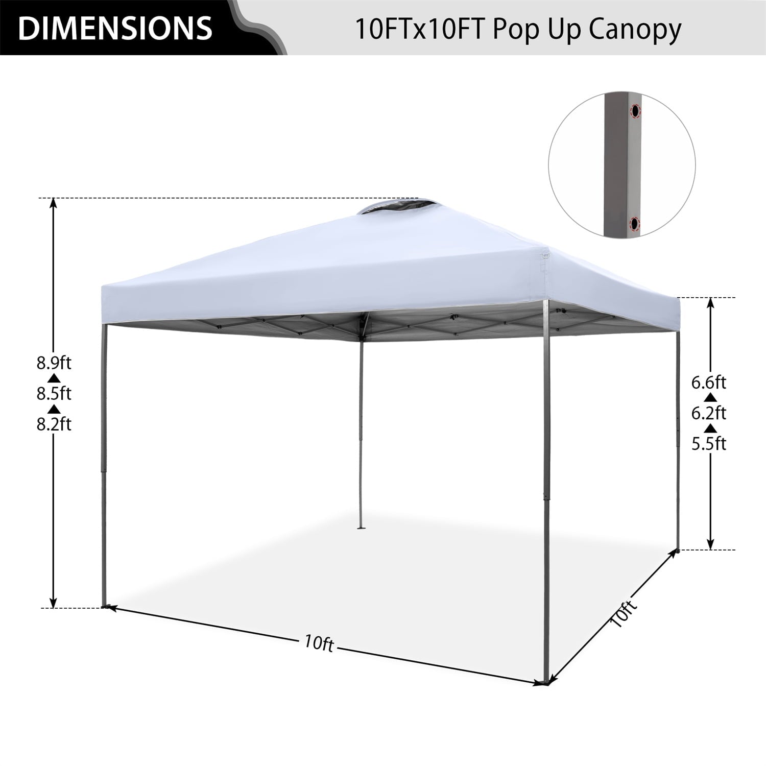 Summit Living 10x10ft Pop-up Canopy Tent Straight Legs Instant Canopy for Outside with Wheeled Bag - Blue