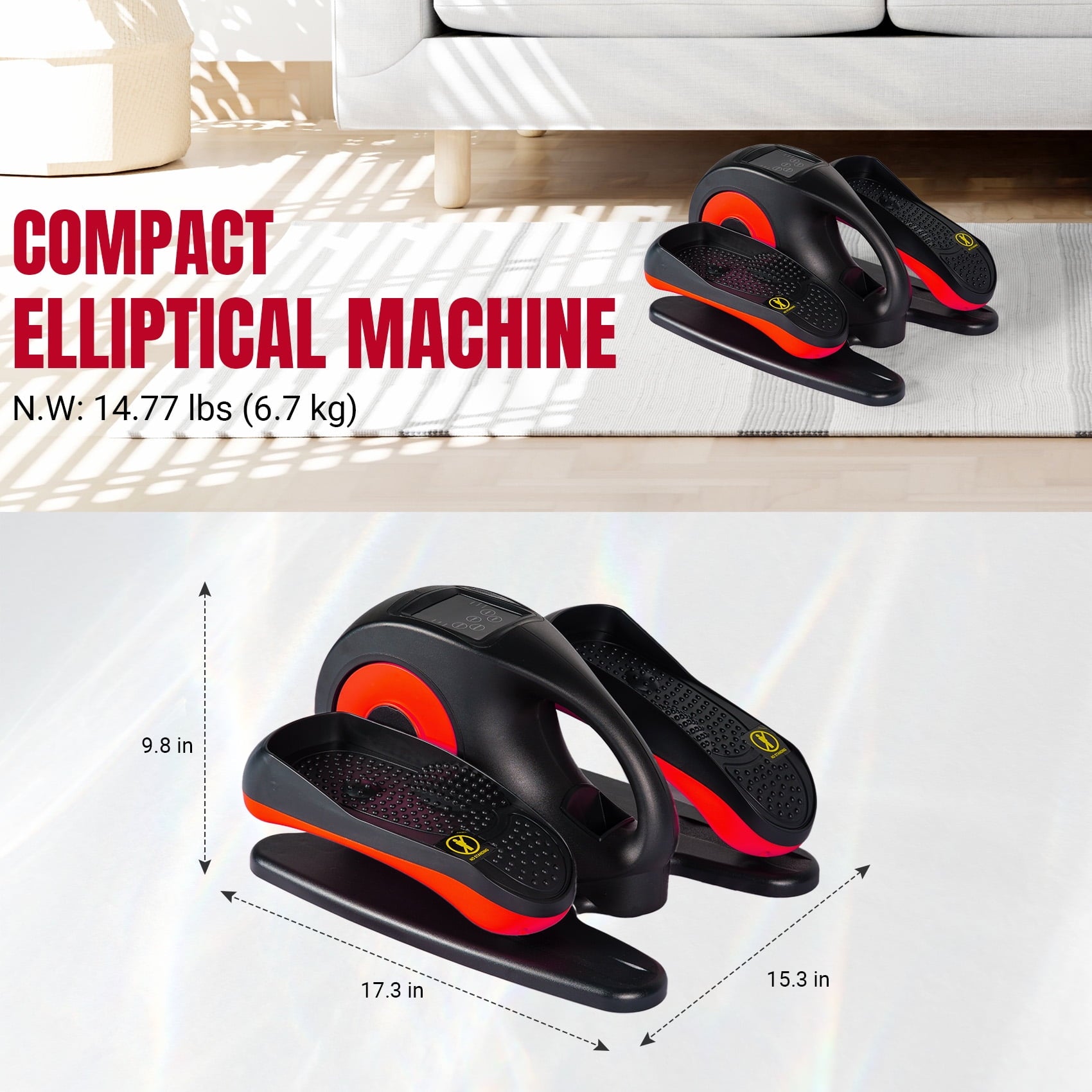 PROHIKER Under Desk Elliptical Machine for Home, Under Desk Bike Pedal Exerciser Electric Seated Elliptical, Compact Portable Elliptical Ellipse Leg Exerciser for Home, Blue