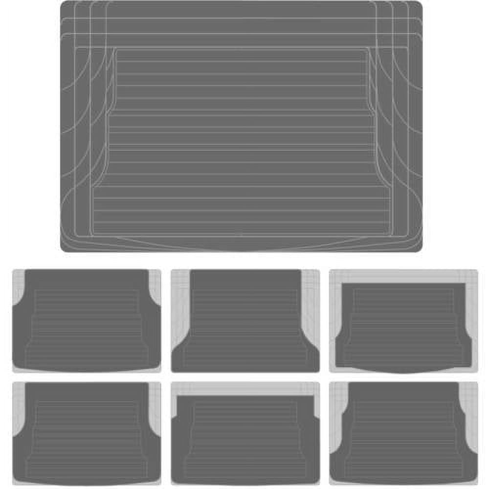 Motor Trend 100 Percent Odorless Car Floor Mats with Standard Trunk Cargo Mat, 4 Pieces Rubber Protection, Black Beige Gray