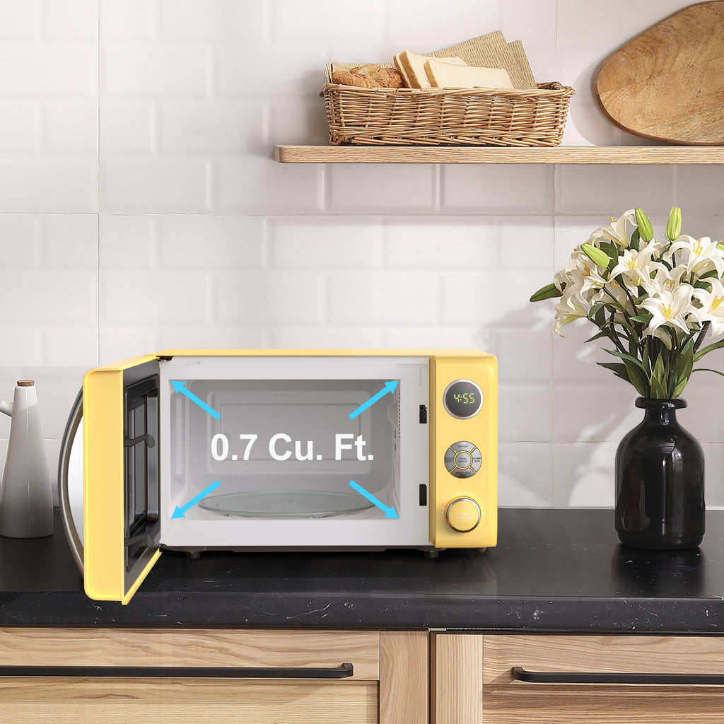 Galanz 0.7 Cu. ft. Retro Countertop Microwave Oven, 700 Watts, Cream Color
