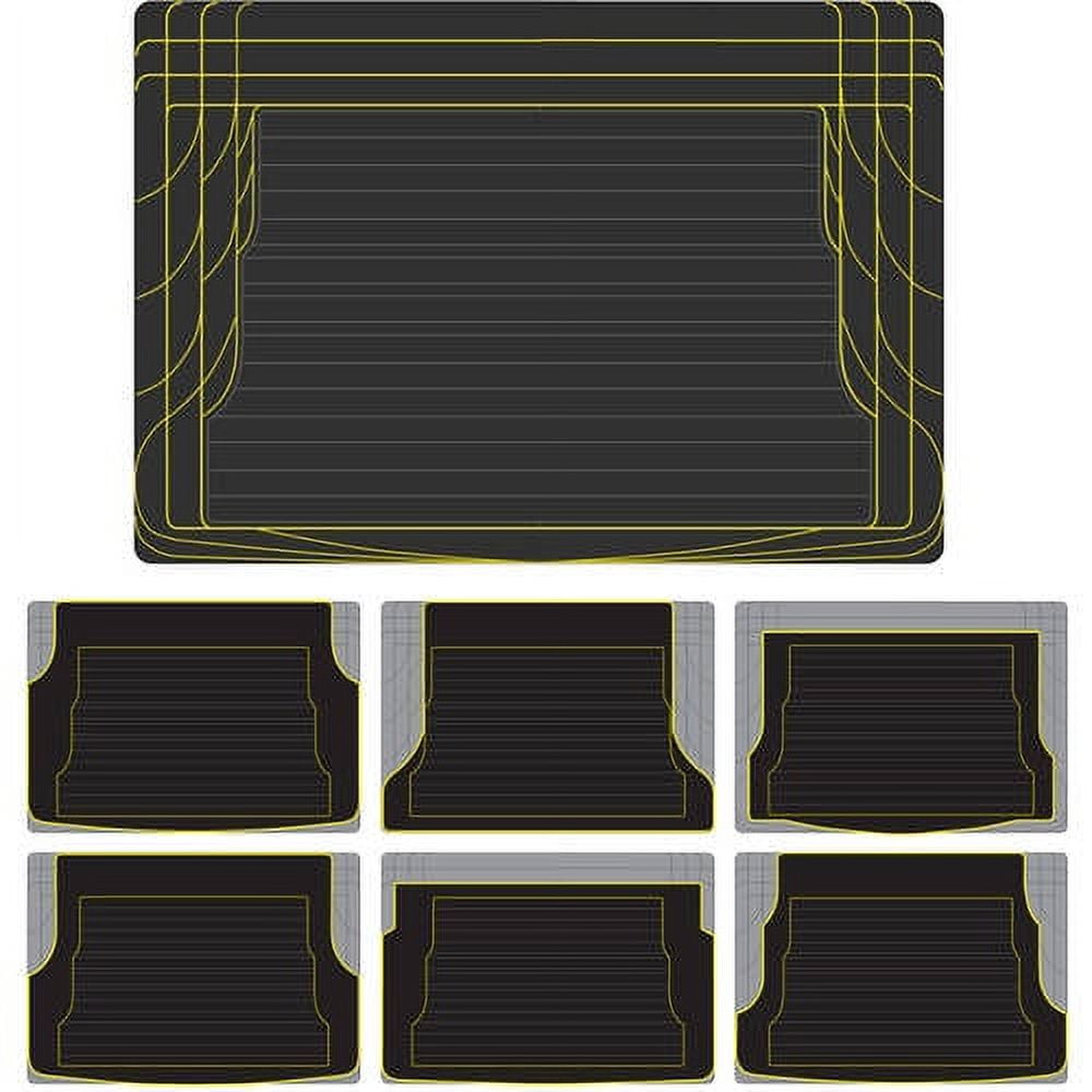 Motor Trend 100 Percent Odorless Car Floor Mats with Standard Trunk Cargo Mat, 4 Pieces Rubber Protection, Black Beige Gray