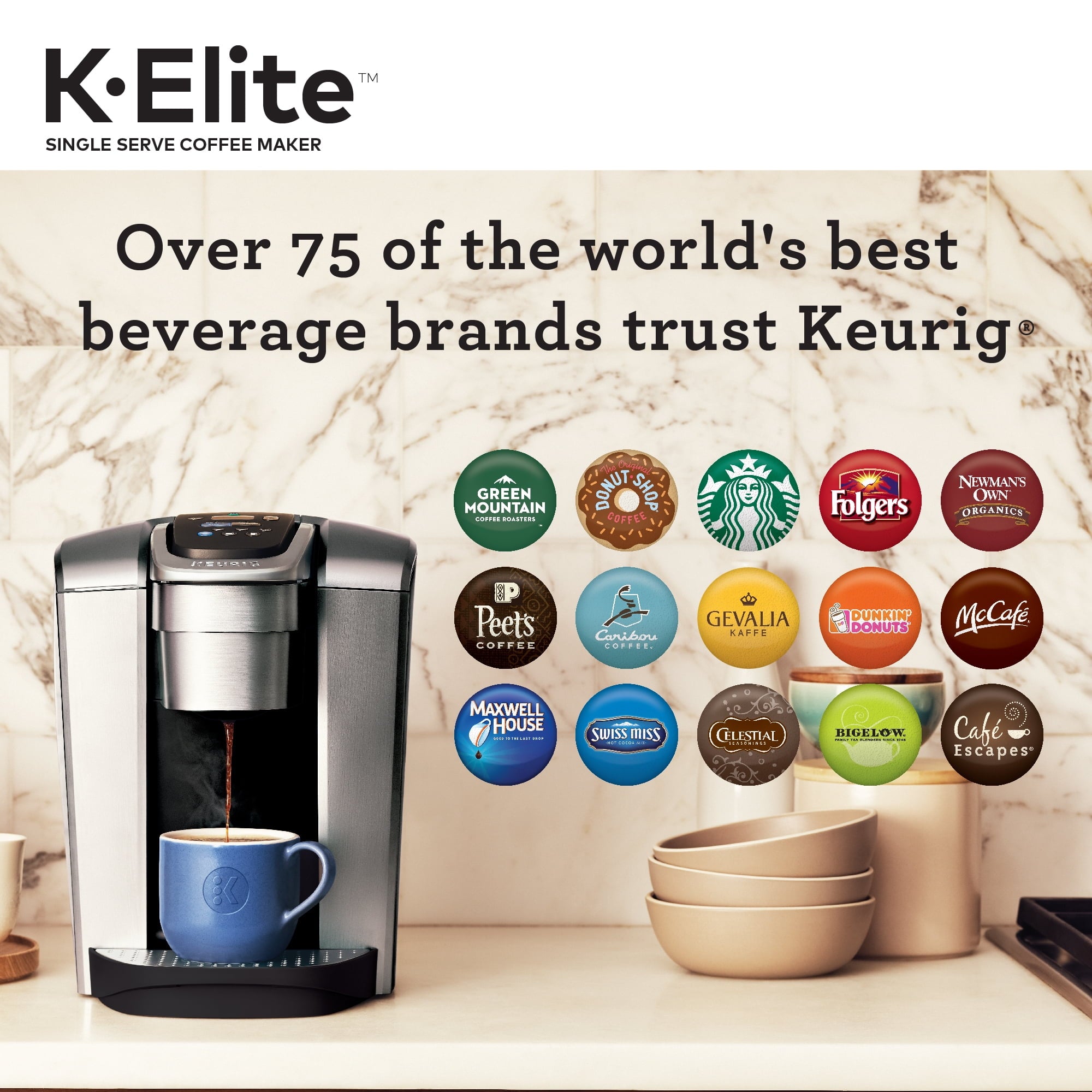 Keurig K-Elite Single-Serve K-Cup Pod Coffee Maker, Brushed Slate