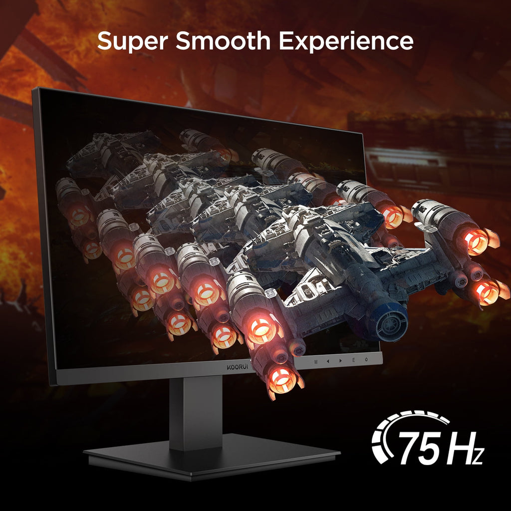 KOORUI 27 inch Computer Monitor,IPS FHD (1920 x 1080) 75Hz 99% sRGB PC Desktop Gaming Monitors for Computer ,HDMI/VGA Port, Visioncare