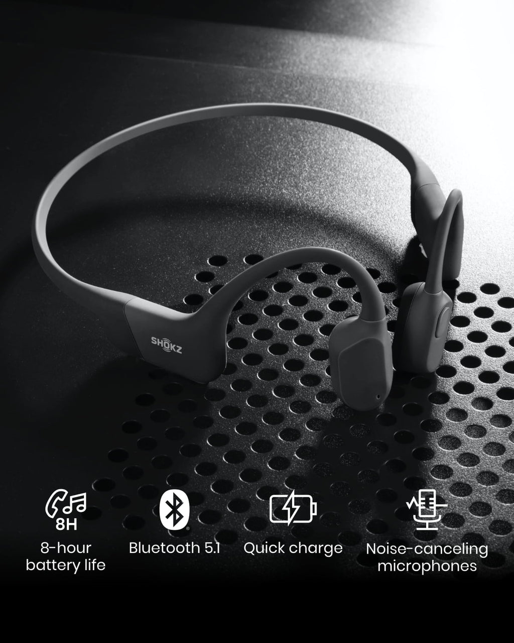 Shokz OpenRun Bone Conduction Waterproof Bluetooth Headphones for Sports with Cooling Wristband (Formerly Aeropex), Blue