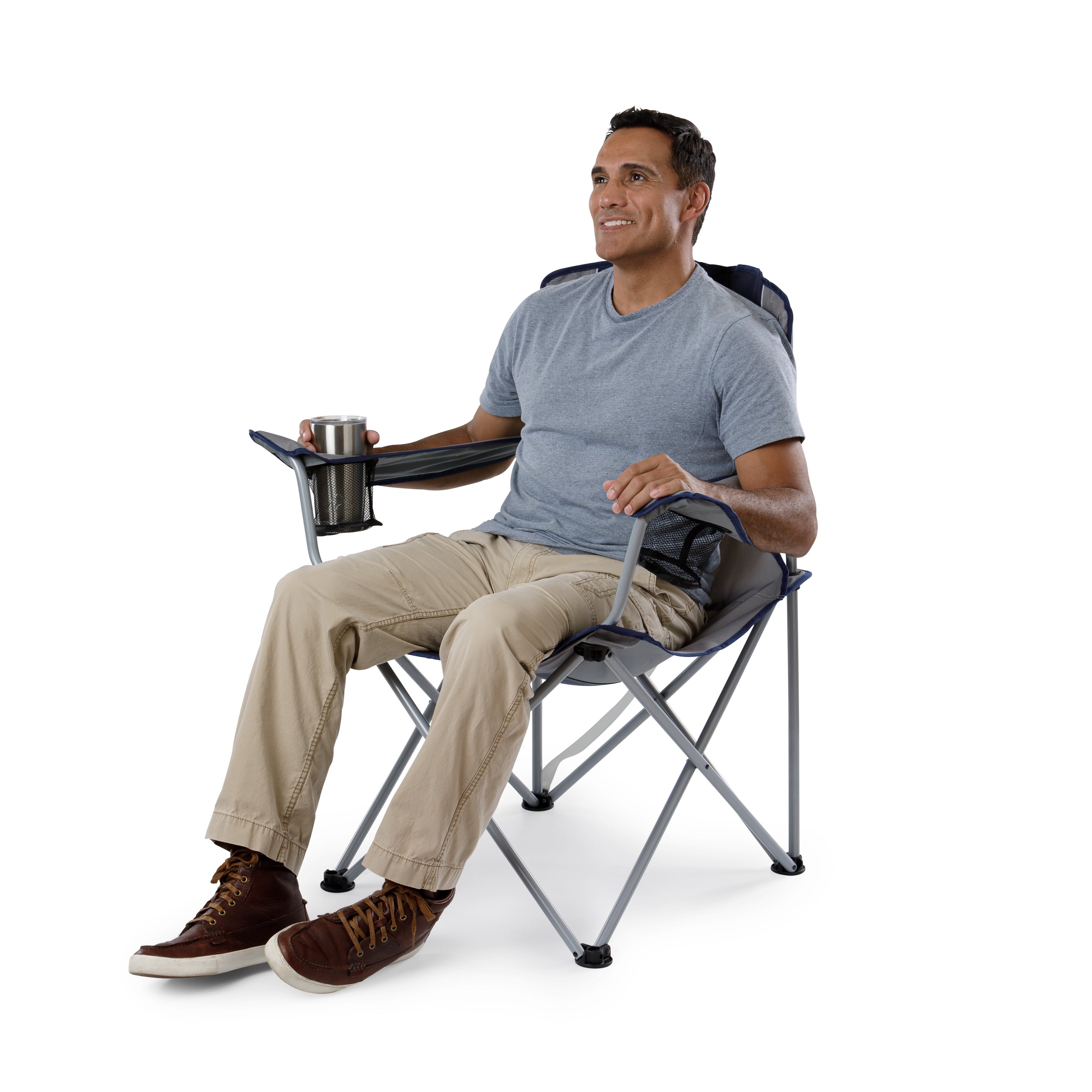 Ozark Trail, Adult Oversized Quad Chair, 9.2lbs, off White & Gray