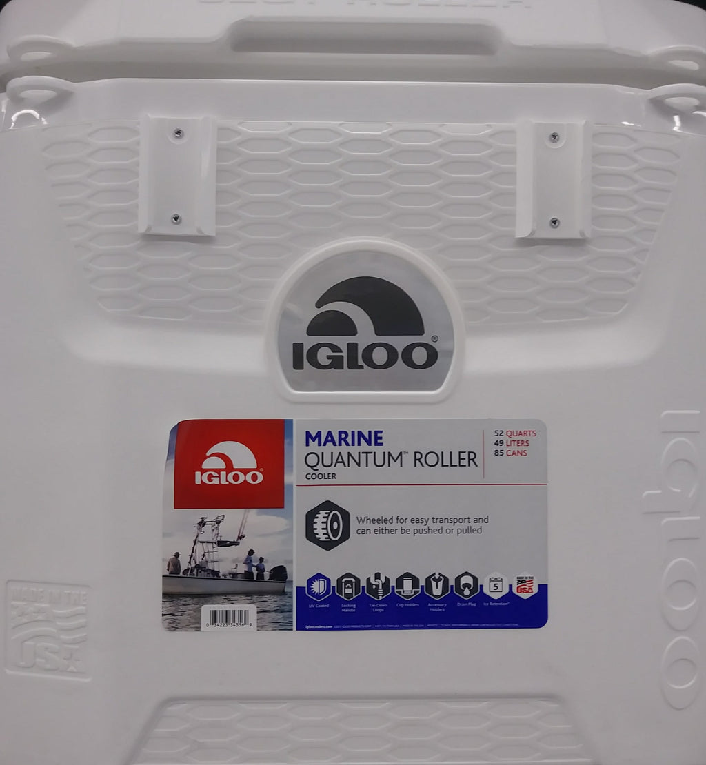 Igloo 52 QT 5-Day Marine Ice Chest Cooler with Wheels, White
