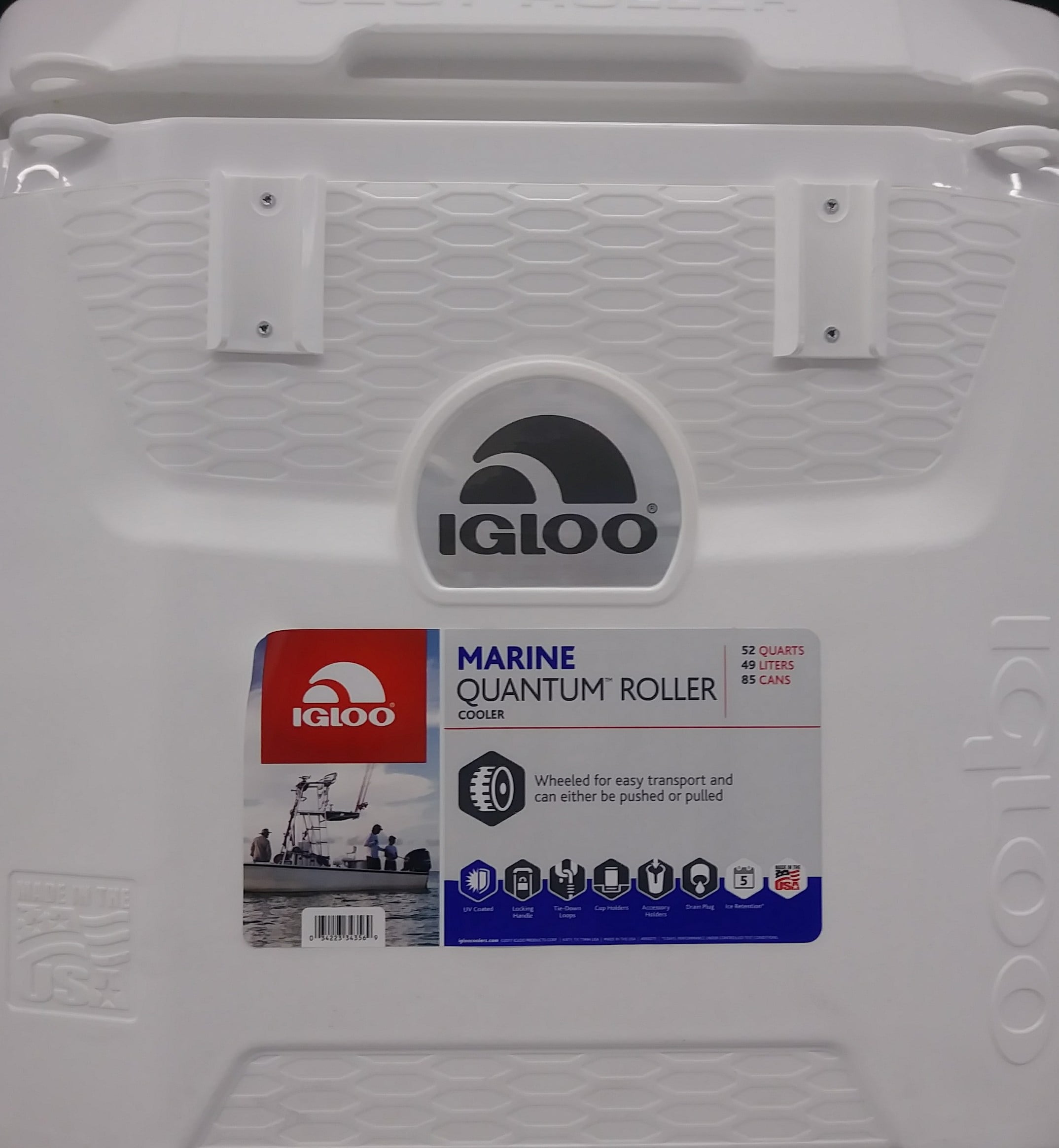 Igloo 52 QT 5-Day Marine Ice Chest Cooler with Wheels, White