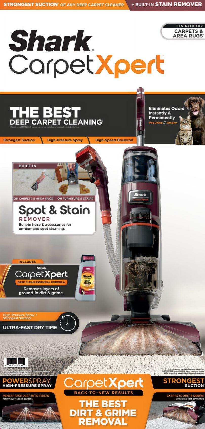 Shark CarpetXpert Upright Carpet & Upholstery Cleaner, Built-In Spot & Stain Eliminator, Carpet Shampooer, EX150, Magenta