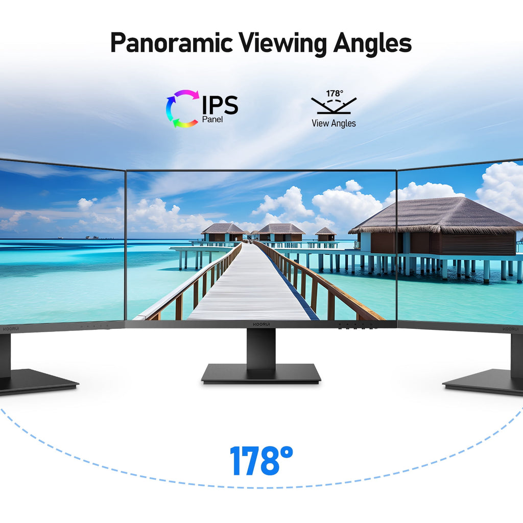 KOORUI 27 inch Computer Monitor,IPS FHD (1920 x 1080) 75Hz 99% sRGB PC Desktop Gaming Monitors for Computer ,HDMI/VGA Port, Visioncare