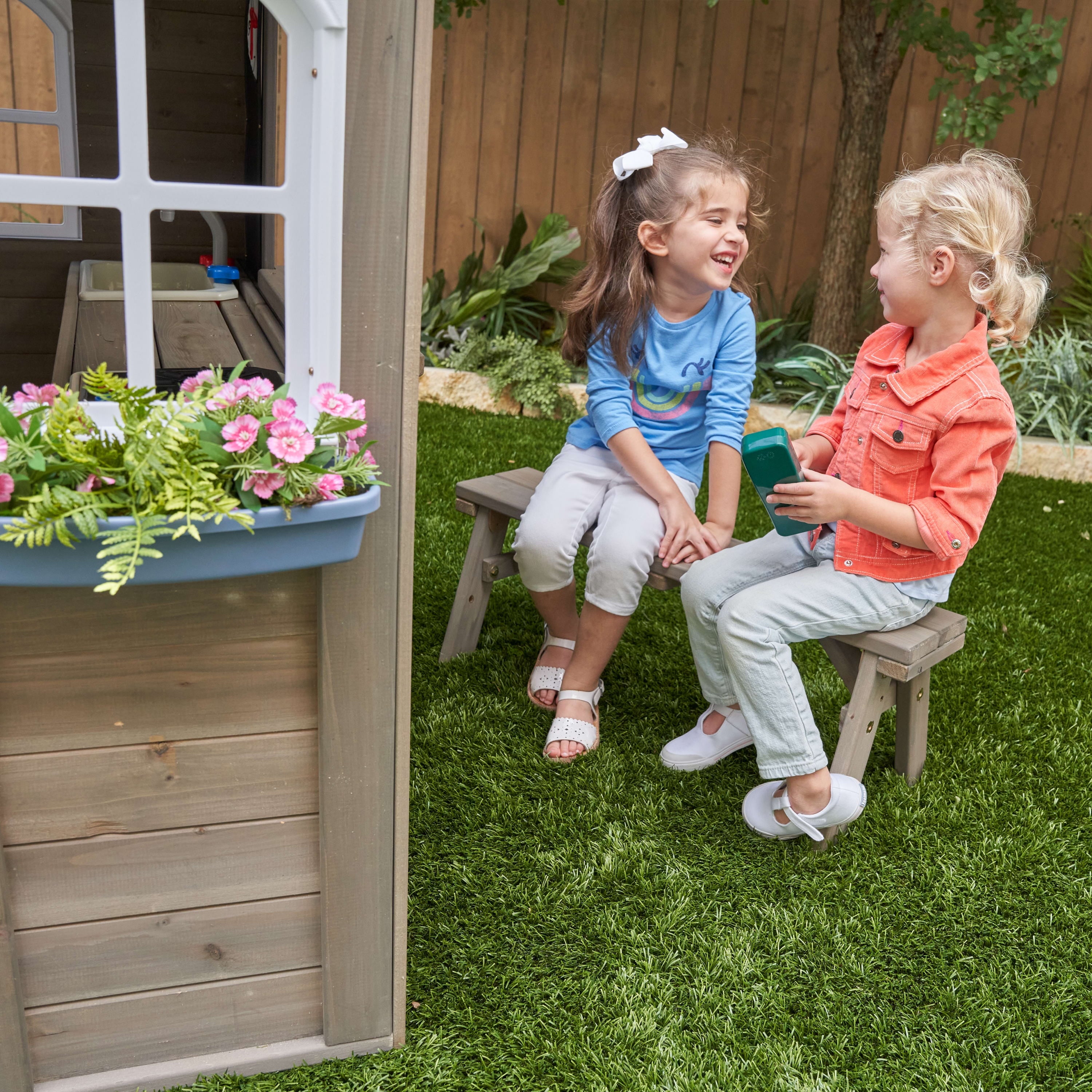 KidKraft Forestview II Wooden Outdoor Playhouse with Kitchen