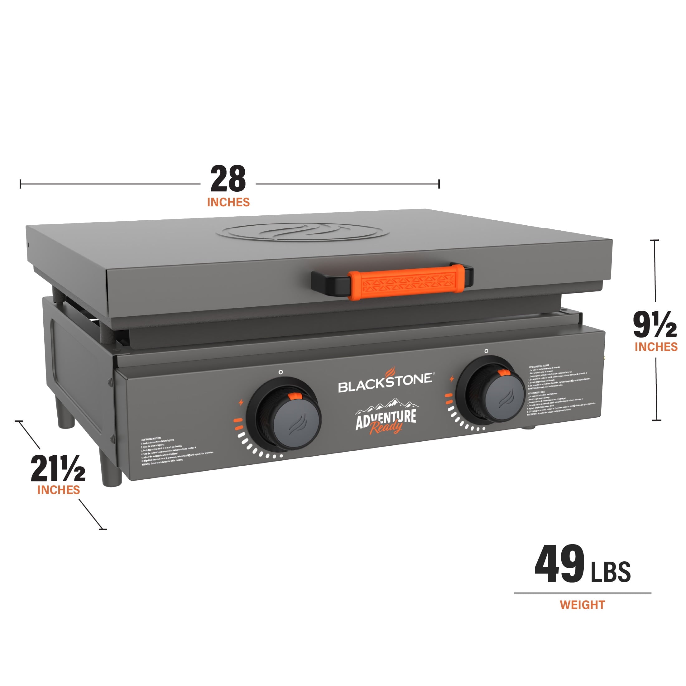 Blackstone Adventure Ready 2-Burner 22" Propane Griddle with Hard Cover in Black