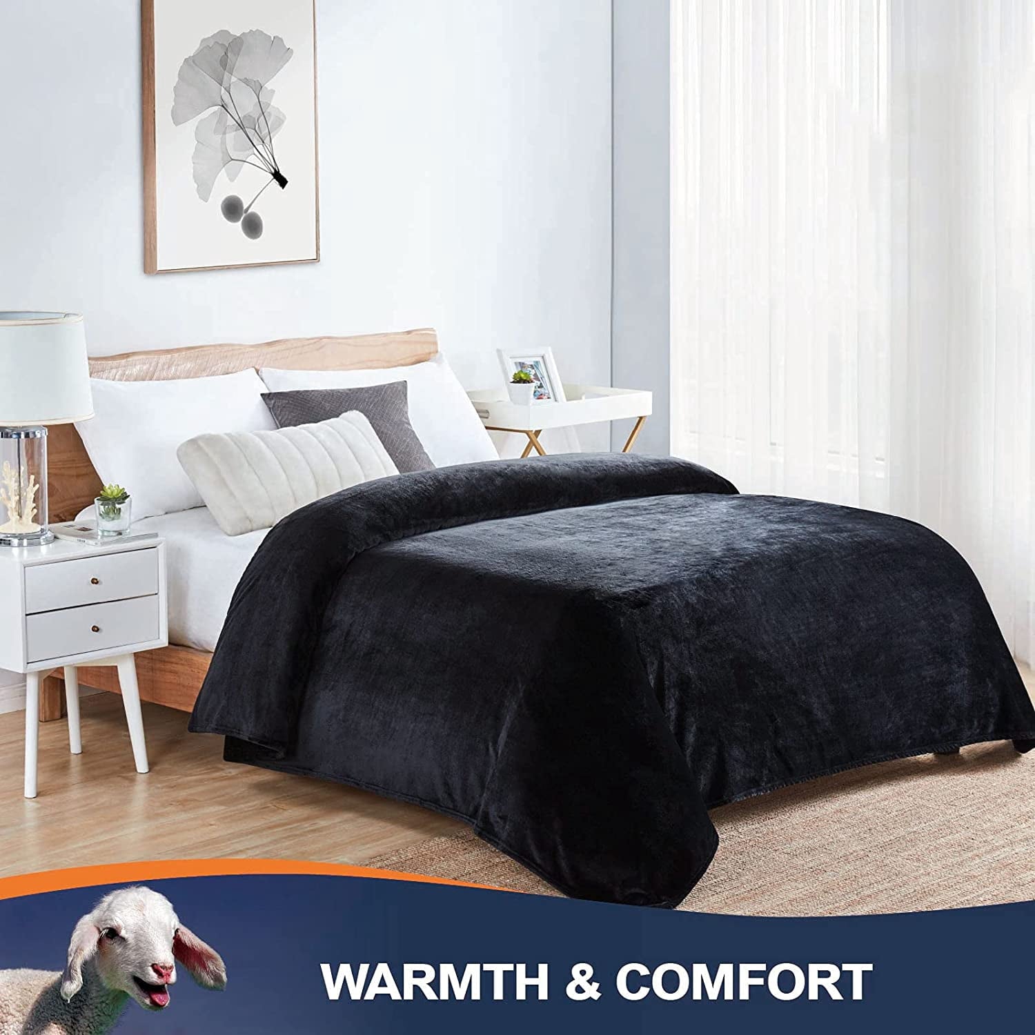 Walensee Ultra Soft Microplush Fleece Throw Blanket, 50" x 60", Orange, Machine Washable